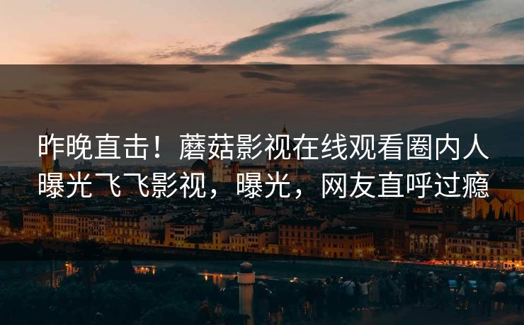 昨晚直击！蘑菇影视在线观看圈内人曝光飞飞影视，曝光，网友直呼过瘾