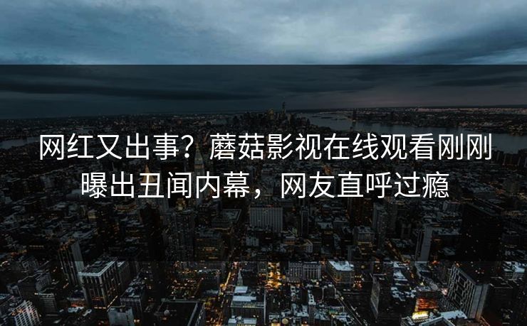 网红又出事？蘑菇影视在线观看刚刚曝出丑闻内幕，网友直呼过瘾