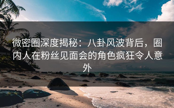 微密圈深度揭秘：八卦风波背后，圈内人在粉丝见面会的角色疯狂令人意外