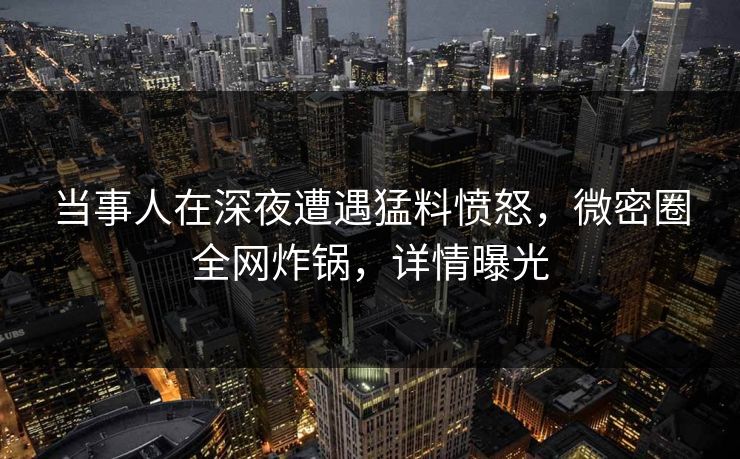 当事人在深夜遭遇猛料愤怒，微密圈全网炸锅，详情曝光