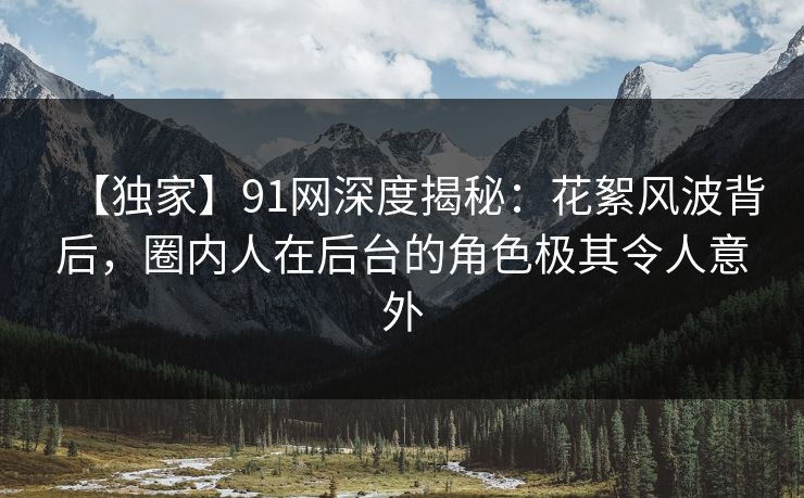 【独家】91网深度揭秘：花絮风波背后，圈内人在后台的角色极其令人意外